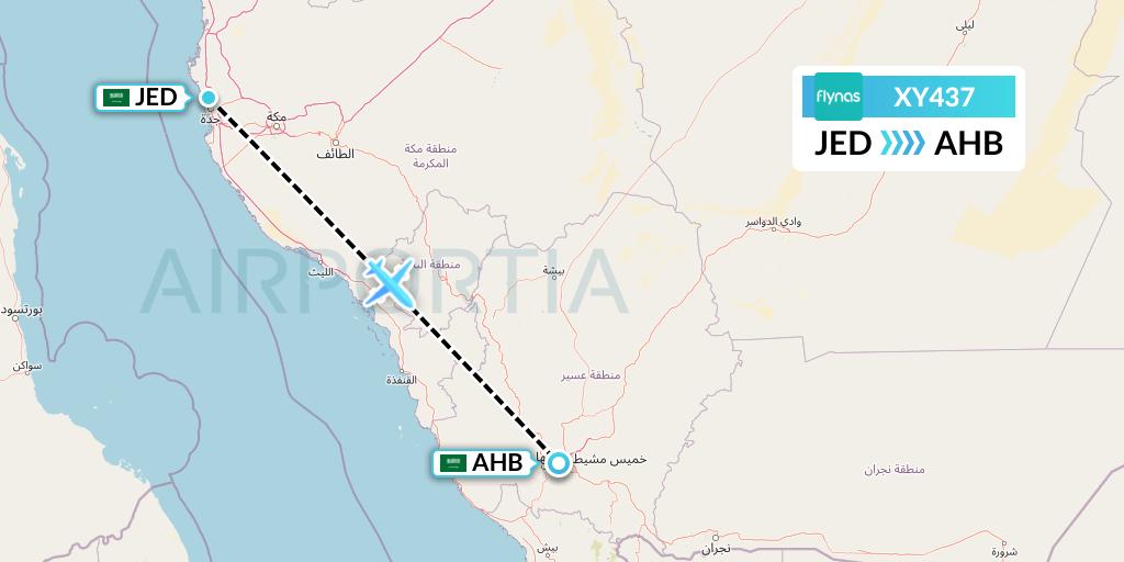 XY437 Flynas Flight Map: Jeddah to Abha