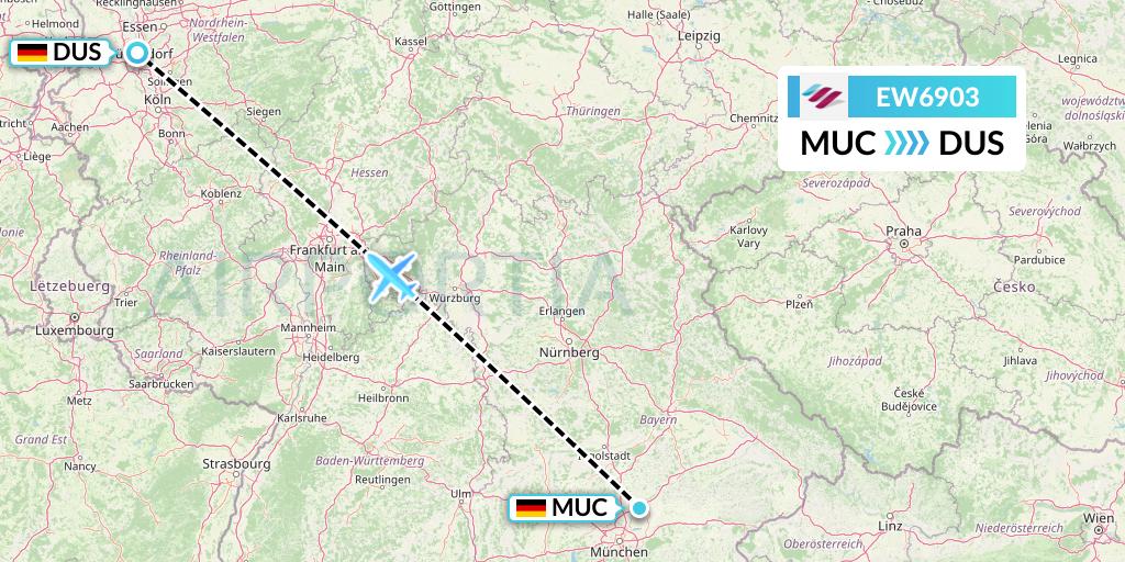 EW6903 Eurowings Flight Map: Munich to Dusseldorf