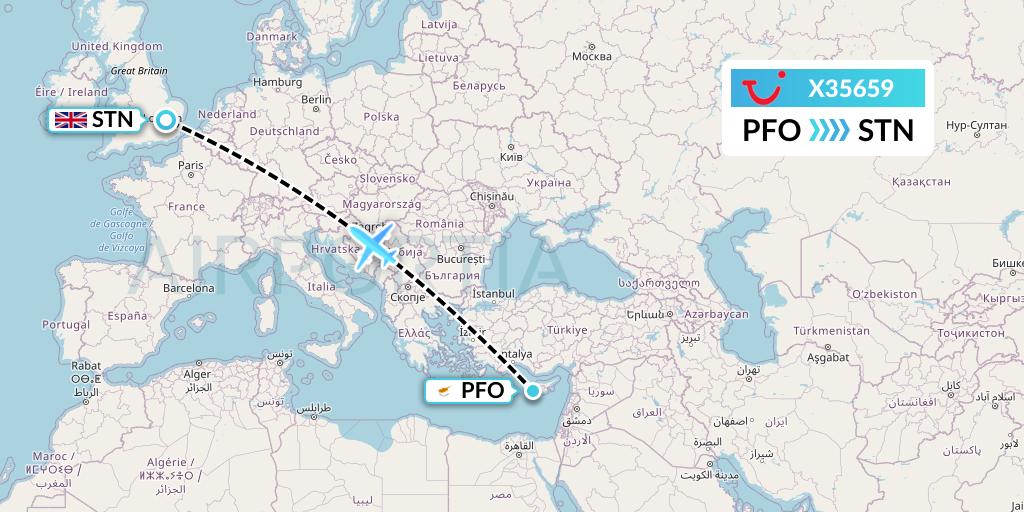 X35659 TUI fly Germany Flight Map: Pafos to London
