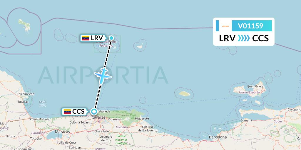 V01159 Conviasa Flight Map: Los Roques to Caracas