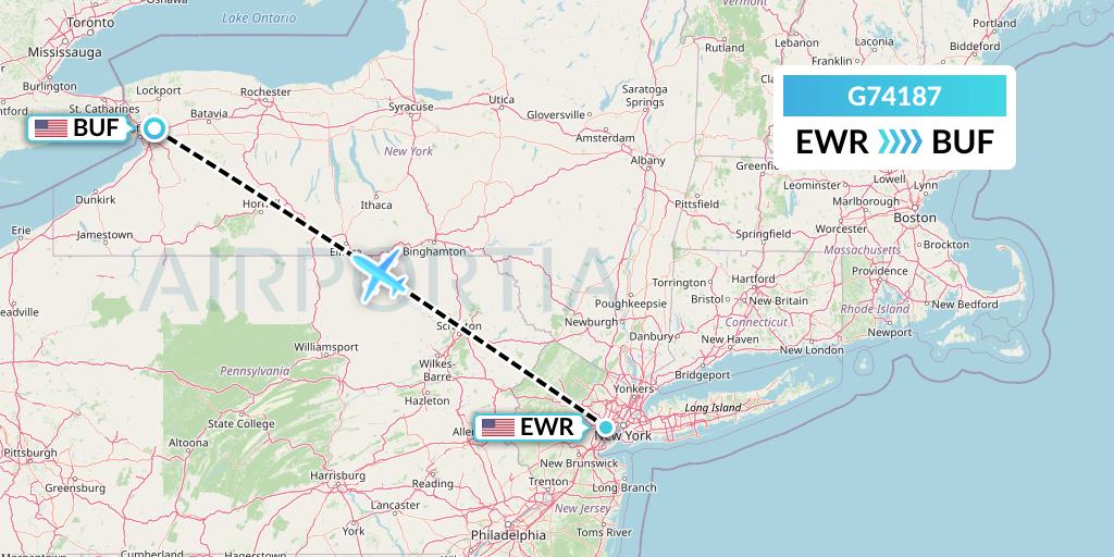G74187 GoJet Flight Map: New York to Buffalo