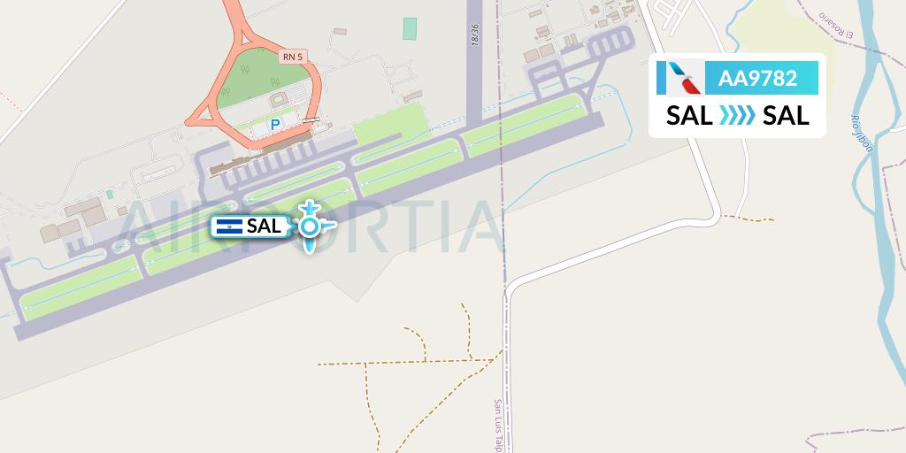 AA9782 American Airlines Flight Map: San Salvador to San Salvador