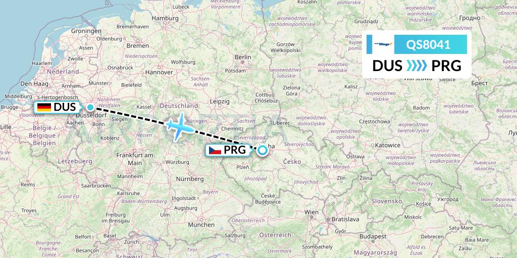 QS8041 Smartwings Flight Map: Dusseldorf to Prague