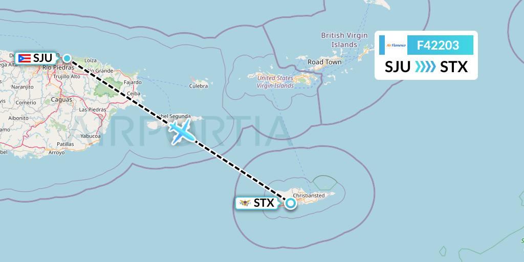 F42203 Air Flamenco Flight Map: San Juan to St. Croix