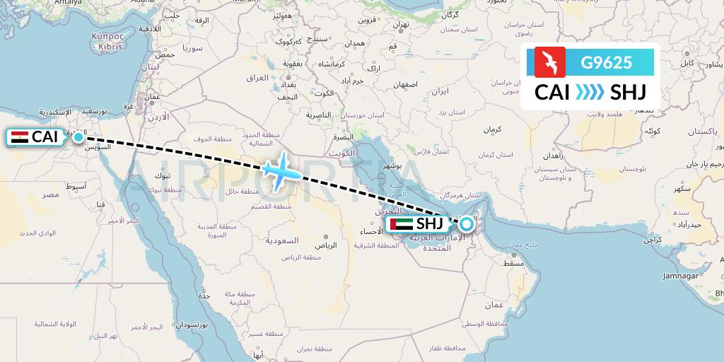 G9625 Air Arabia Flight Map: Cairo to Sharjah