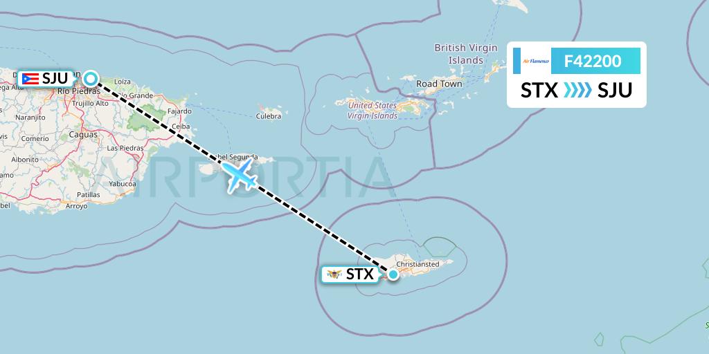F42200 Air Flamenco Flight Map: St. Croix to San Juan