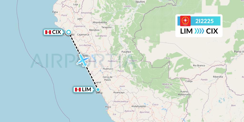 2I2225 Star Peru Flight Map: Lima to Chiclayo