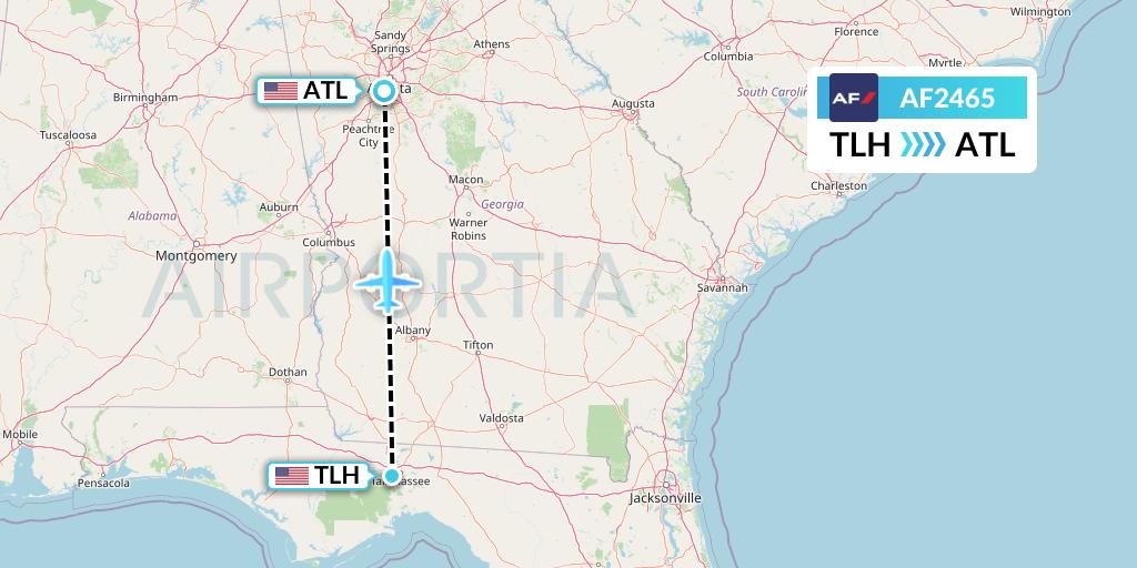 AF2465 Air France Flight Map: Tallahassee to Atlanta