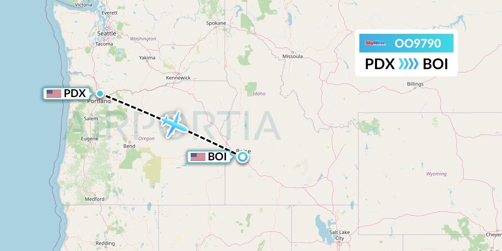 OO9790 SkyWest Airlines Flight Map: Portland to Boise