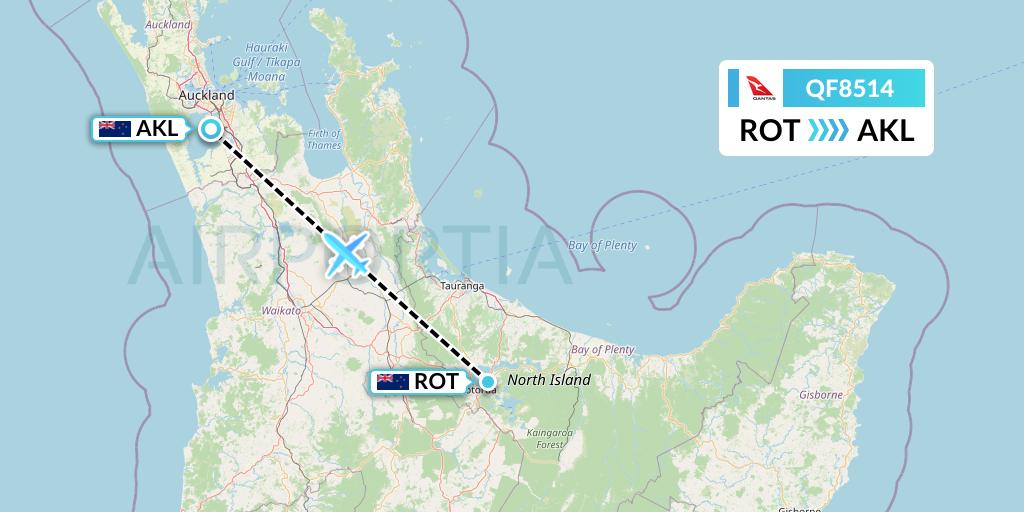 QF8514 Qantas Flight Map: Rotorua to Auckland