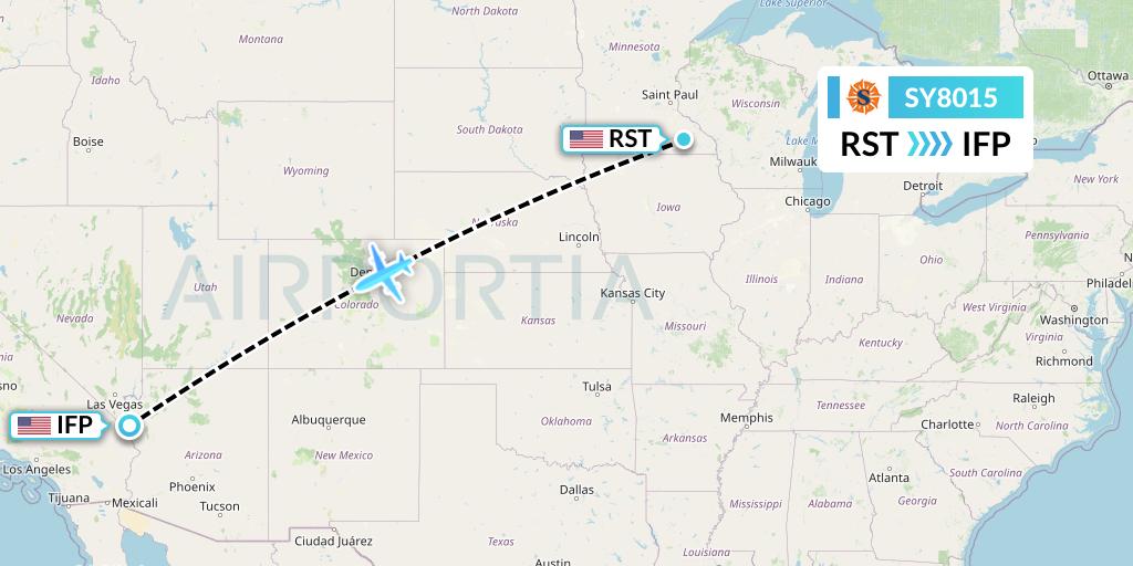 SY8015 Sun Country Airlines Flight Map: Rochester to Bullhead City