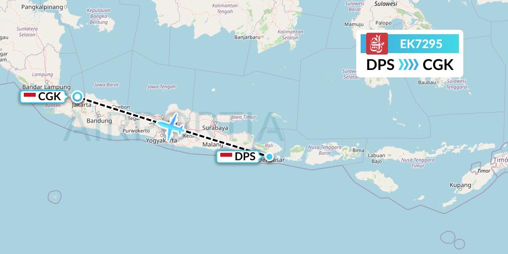 EK7295 Emirates Flight Map: Denpasar to Jakarta