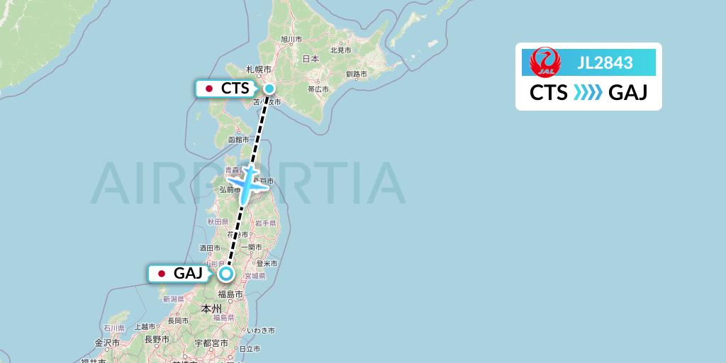 JL2843 Japan Airlines Flight Map: Sapporo to Yamagata