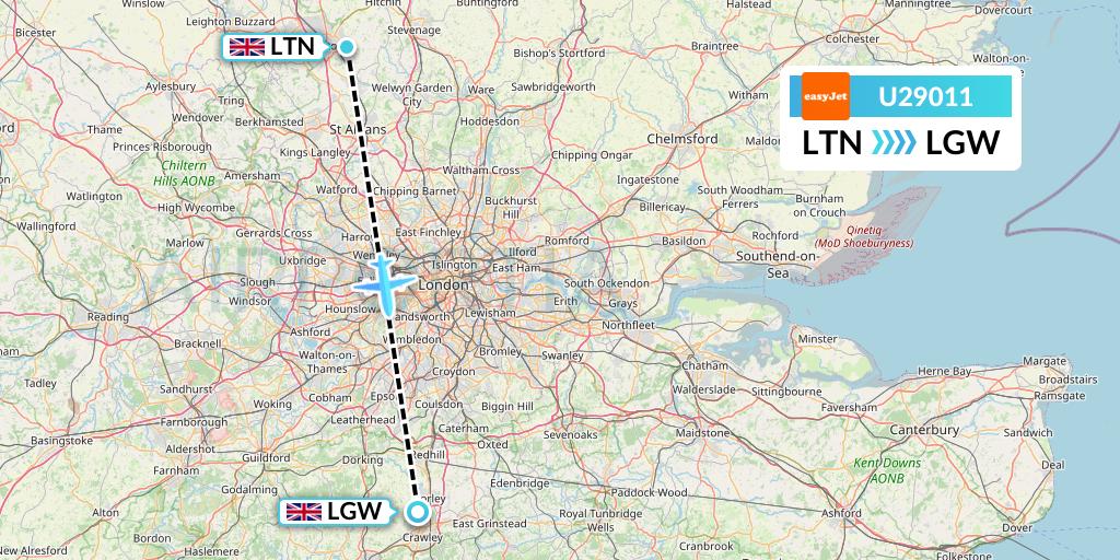 U29011 EasyJet Flight Map: London to London