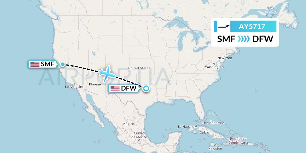 AY5717 Finnair Flight Map: Sacramento to Dallas