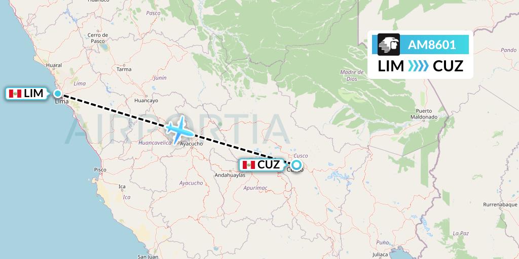 AM8601 Aeromexico Flight Map: Lima to Cusco