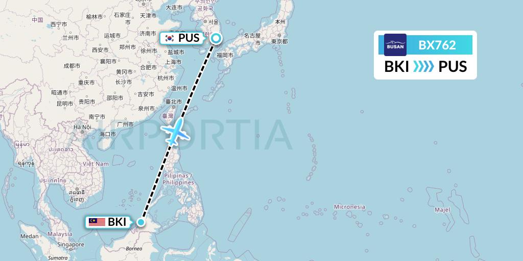 BX762 Flight Status Air Busan Kota Kinabalu to Busan (ABL762)