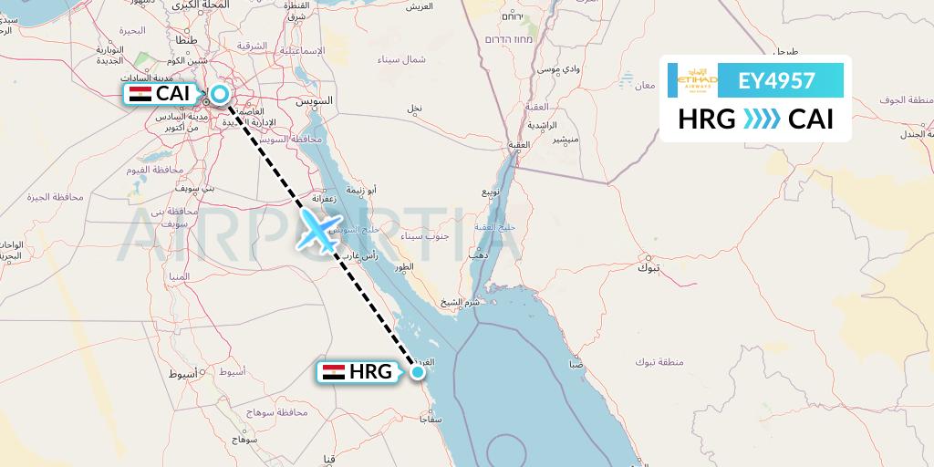 EY4957 Etihad Airways Flight Map: Hurghada to Cairo