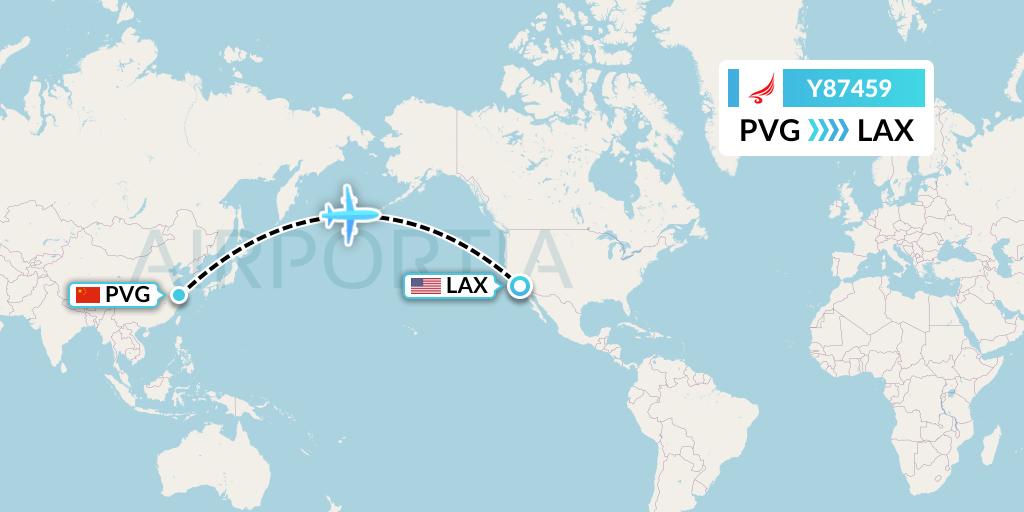 Y87459 Yangtze River Express Flight Map: Shanghai to Los Angeles