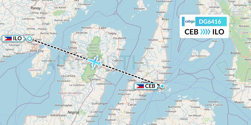 DG6416 Cebgo Flight Map: Cebu to Iloilo