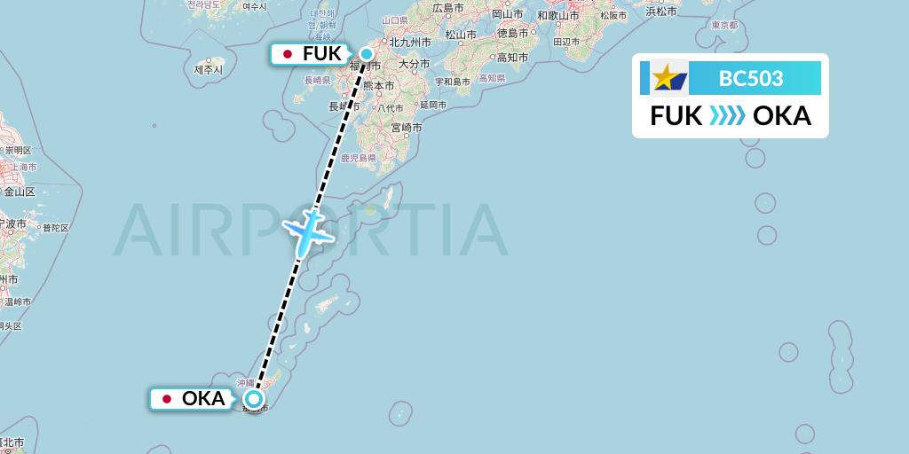 BC503 Skymark Airlines Flight Map: Fukuoka to Naha