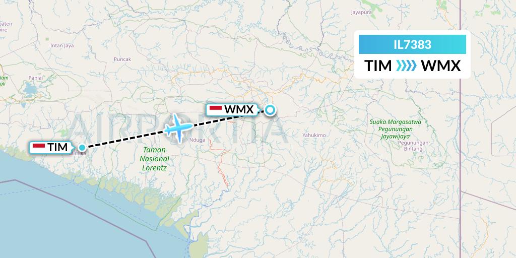 IL7383 Flight Status Trigana Air Service: Timika to Wamena (TGN7383)