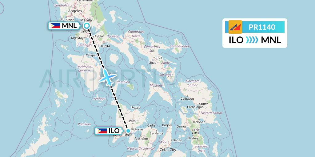 PR1140 Philippine Airlines Flight Map: Iloilo to Manila