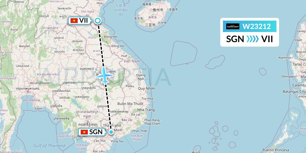 W23212 Flex Flight Flight Map: Ho Chi Minh City to Vinh