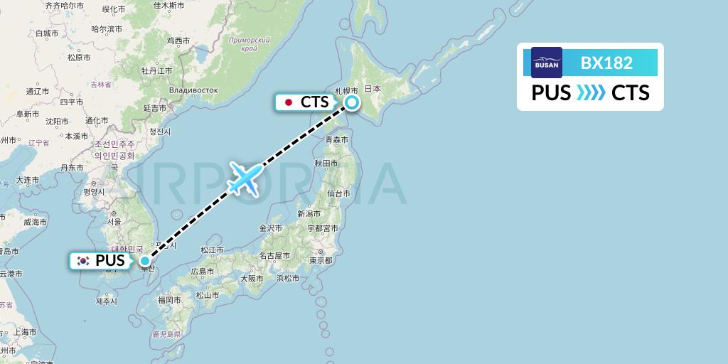 BX182 Air Busan Flight Map: Busan to Sapporo