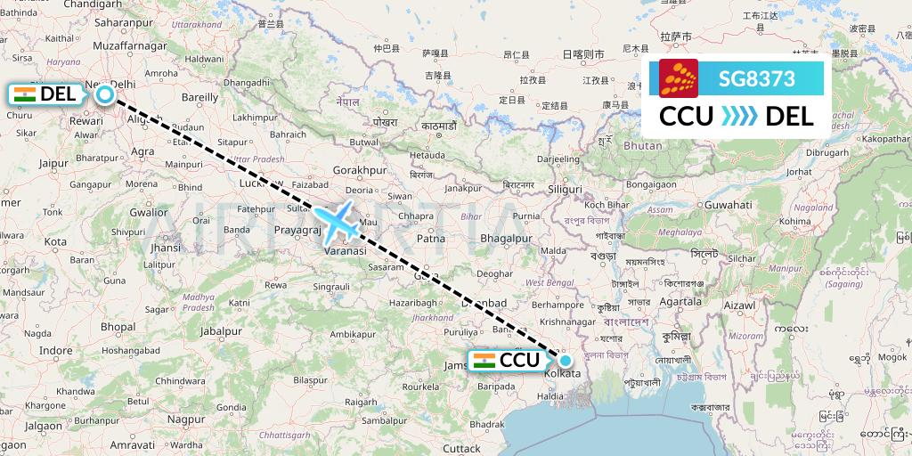 SG8373 Flight Status SpiceJet Kolkata to Delhi (SEJ8373)