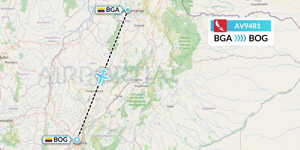 AV9481 Avianca Flight Map: Bucaramanga to Bogota