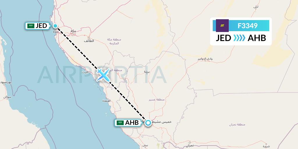 F3349 flydeal Flight Map: Jeddah to Abha