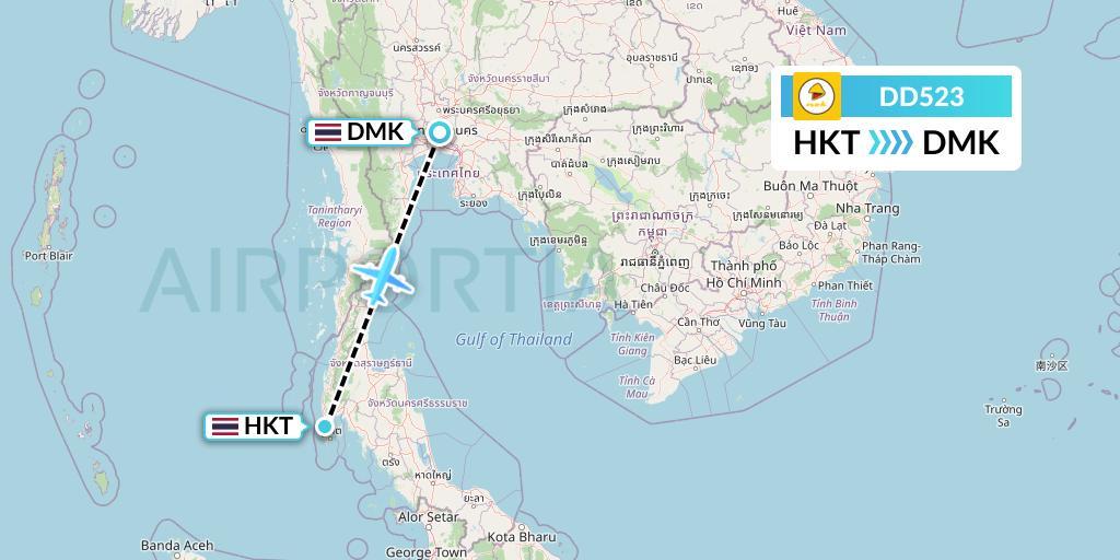 DD523 Nok Air Flight Map: Phuket to Bangkok
