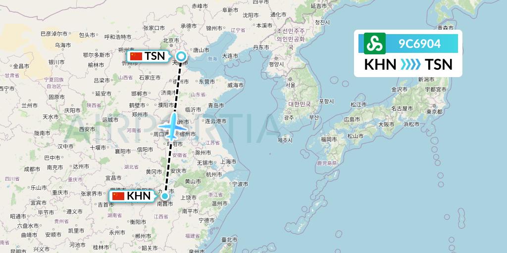 9C6904 Spring Airlines Flight Map: Nanchang to Tianjin