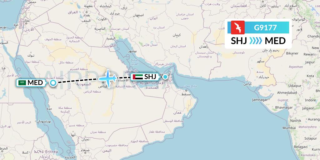 G9177 Air Arabia Flight Map: Sharjah to Medina