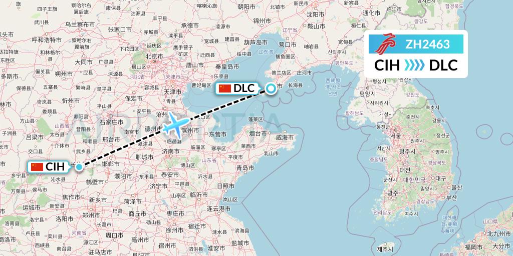 ZH2463 Shenzhen Airlines Flight Map: Changzhi to Dalian