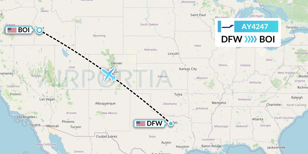 AY4247 Finnair Flight Map: Dallas to Boise