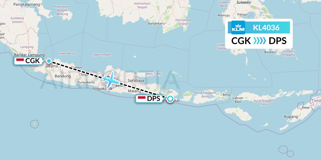 KL4036 KLM Flight Map: Jakarta to Denpasar