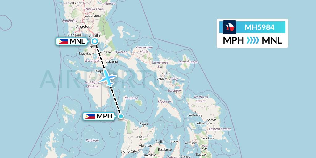 MH5984 Malaysia Airlines Flight Map: Caticlan to Manila