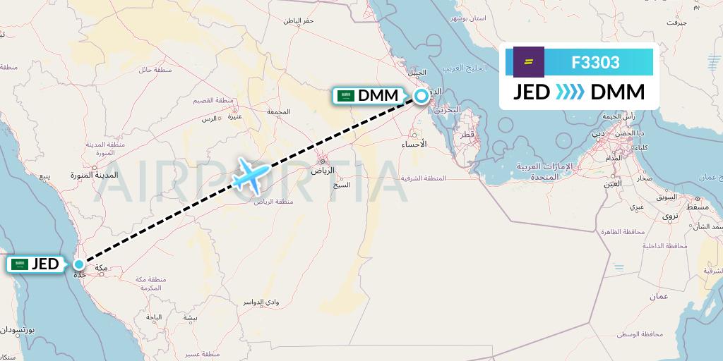 F3303 flydeal Flight Map: Jeddah to Dammam