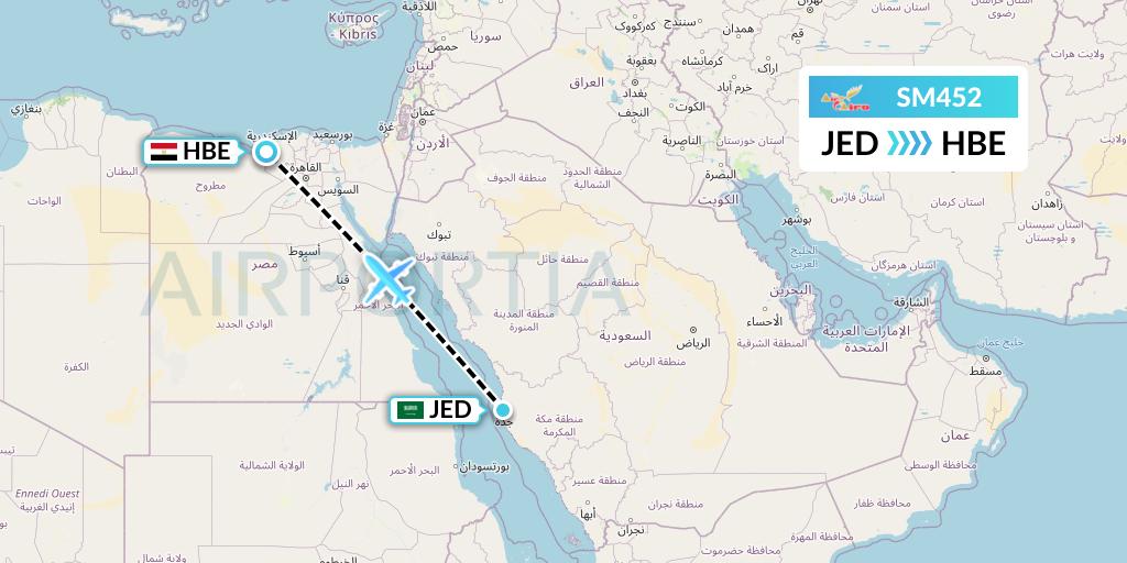 SM452 Air Cairo Flight Map: Jeddah to Alexandria