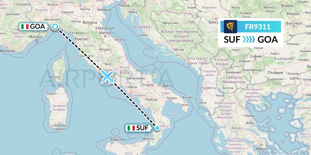 FR9311 Flight Status Ryanair Lamezia Terme to Genoa (RYR9311)
