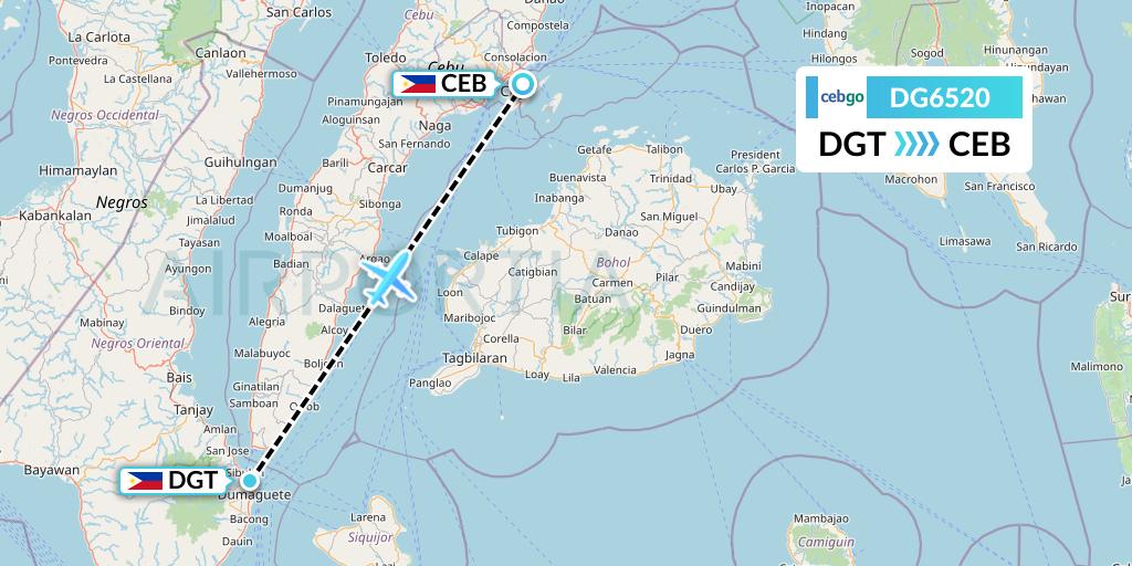 DG6520 Cebgo Flight Map: Dumaguete City to Cebu