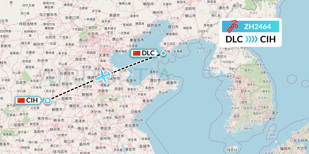 ZH2464 Shenzhen Airlines Flight Map: Dalian to Changzhi