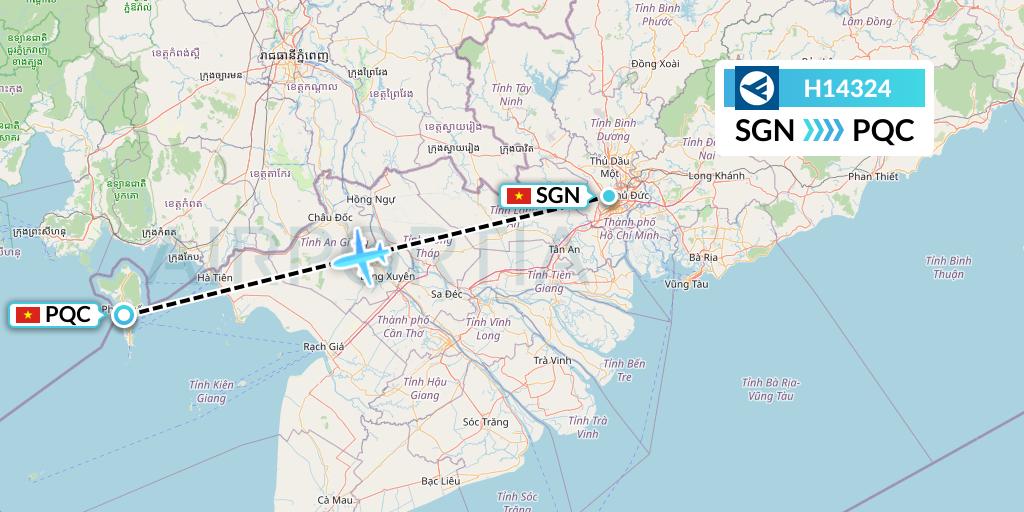 H14324 Hahn Air Systems Flight Map: Ho Chi Minh City to Phu Quoc