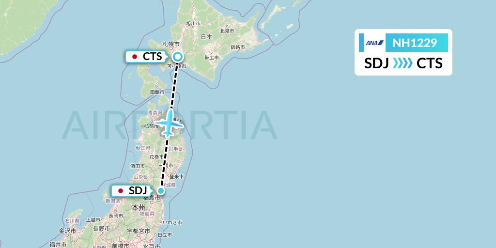 NH1229 All Nippon Airways Flight Map: Sendai to Sapporo