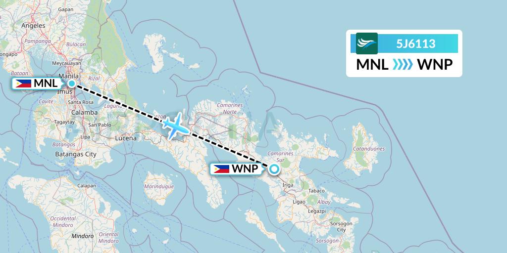 5J6113 CEBU Pacific Air Flight Map: Manila to Naga