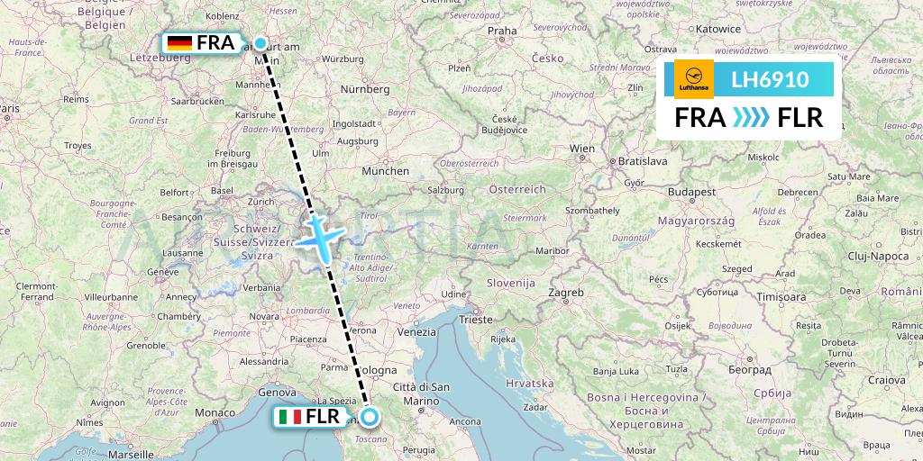 LH6910 Lufthansa Flight Map: Frankfurt to Florence