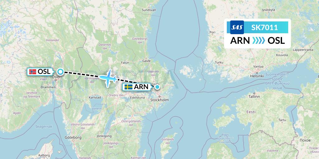 SK7011 SAS Flight Map: Stockholm to Oslo