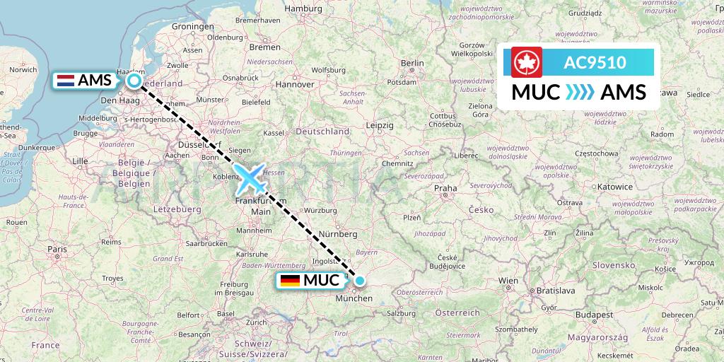 AC9510 Air Canada Flight Map: Munich to Amsterdam